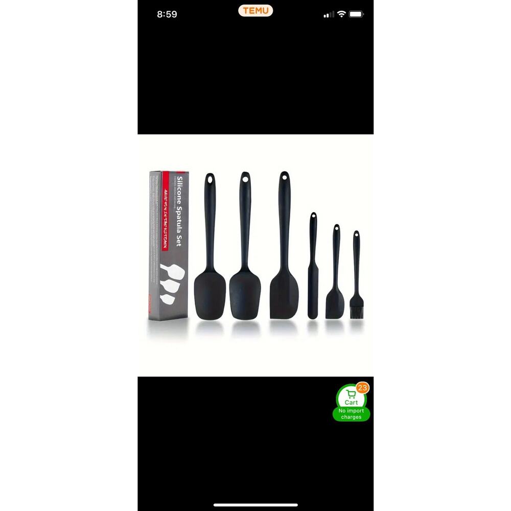 Silicone Spatula Set of 6 Pieces Kitchen Utensils for Cooking Baking and Mixing